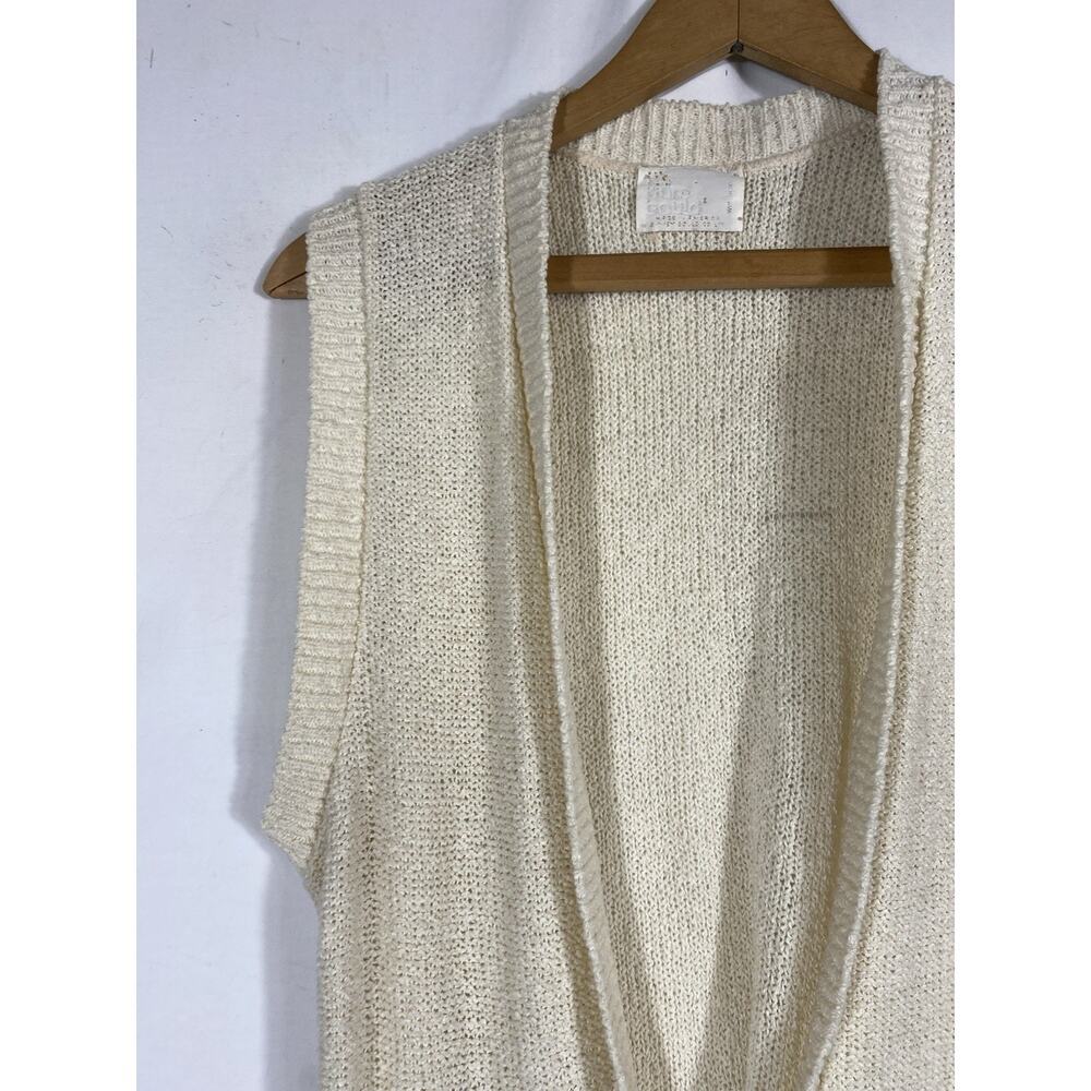 Its Pure Gould Sweater Vest Size Medium Ivory White Button Old Money Coastal VTG - Picture 3 of 12